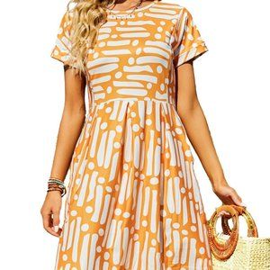 Naggoo Womens Summer Striped Short Sleeve T-Shirt Dresses